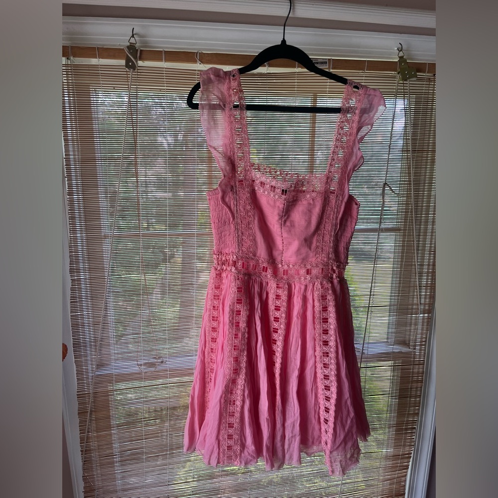 Free People Pink Lace detail Mini Dress Size S